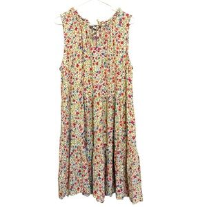 2/$30 beachlunchlounge - Multicolor Floral Sleeveless Ruffle Neck Midi Dress –XL